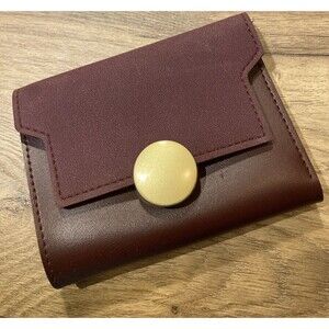 Susan Leather Wallet Trifold Hobo Gold Snap Burgundy Change Pocket Modern